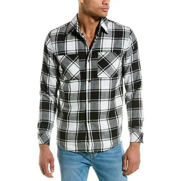 NWT Eleven Paris Men's Flannel Colorblock Shirt Men's Size S (MSRP $145) - Picture 1 of 5